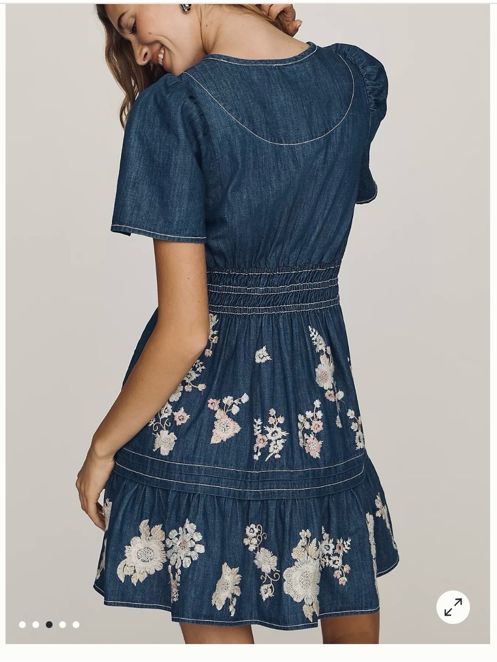 Anthropologie Indigo Blue Embroidered Denim Mini Dress. New with tags. - Picture 11 of 13